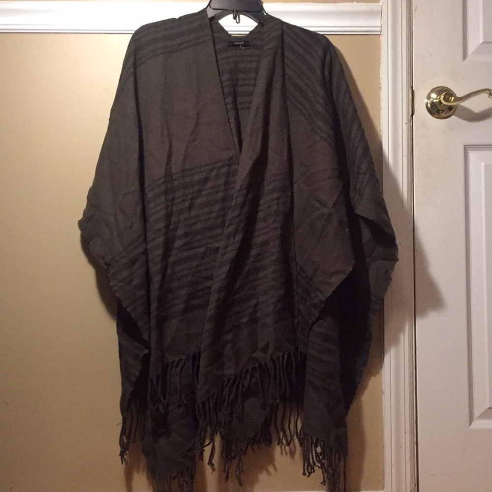 dark green open poncho